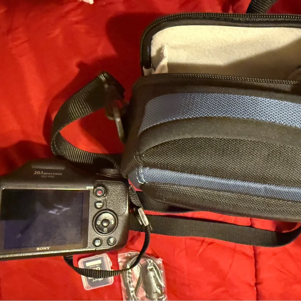 Sony Black Digital Camera with Silver Accents with case in original box